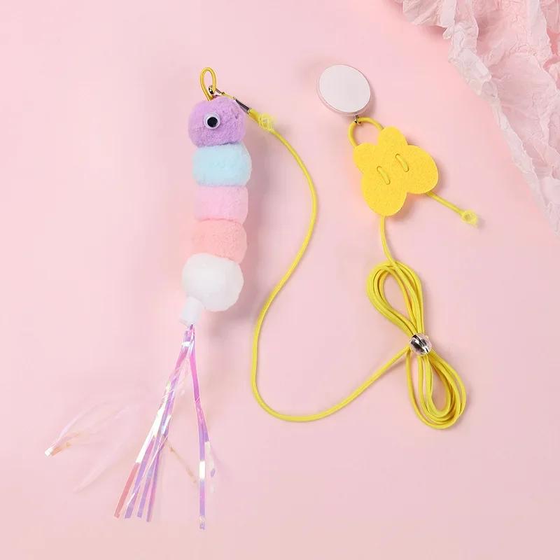 Cat Rope Long Rope Teasing Cat Toy Accessories Pet Kitten Toy Cat Toy Swing Sticky Disc Elastic with Bell Hanging Door Teasing
