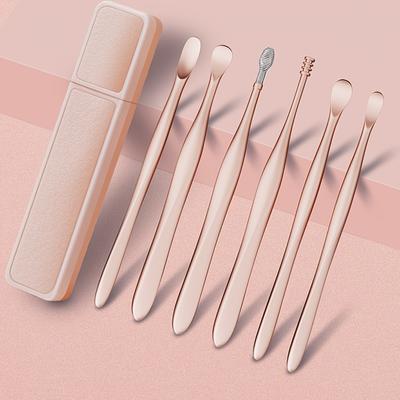 6Pcs Plastic Earwax Picker Set, Reusable Ear Cleaning Tools with Portable Case