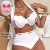 2025 European & American Halter Bikini: Sexy Hard Cup Split Swimsuit for Women - Beachwear