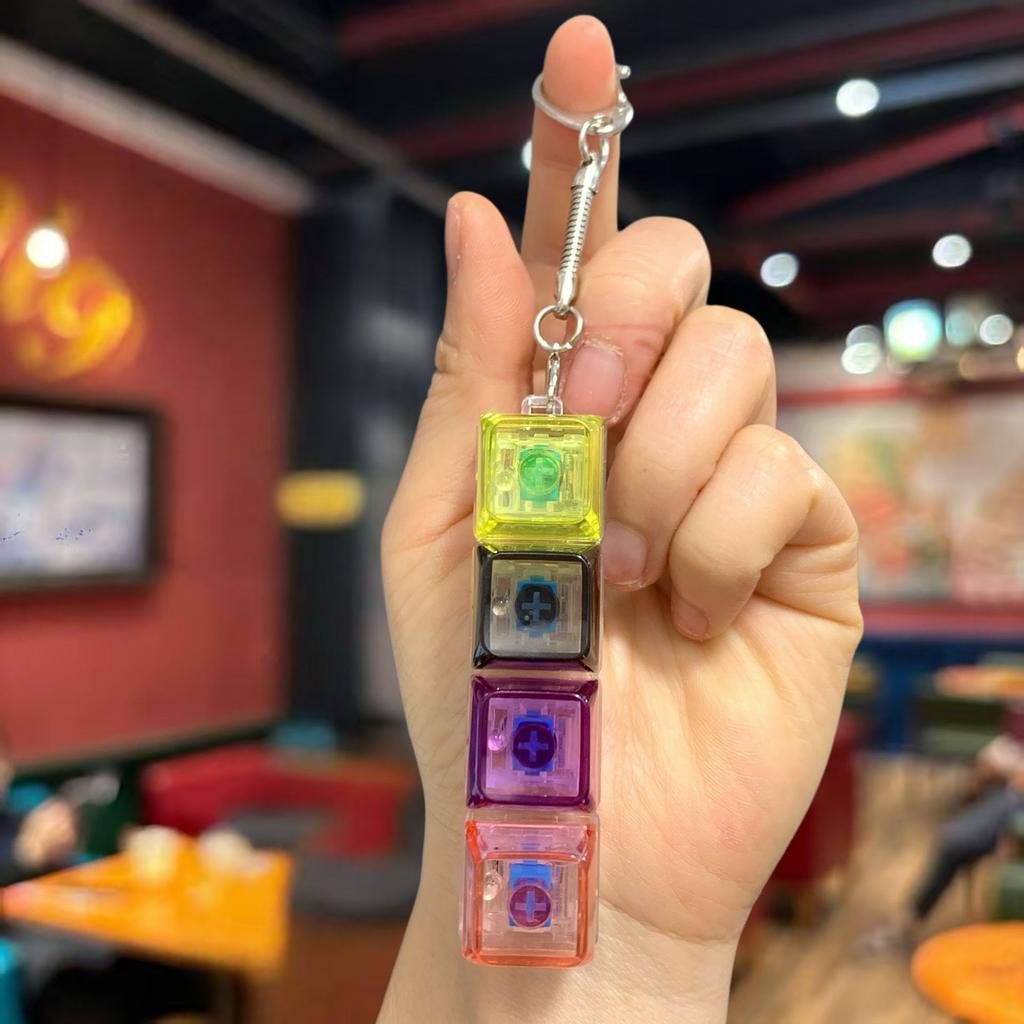 Popular Russian Key Keychain Transparent Fingertip Decompression Luminous Toy Mechanical Keyboard Car Key