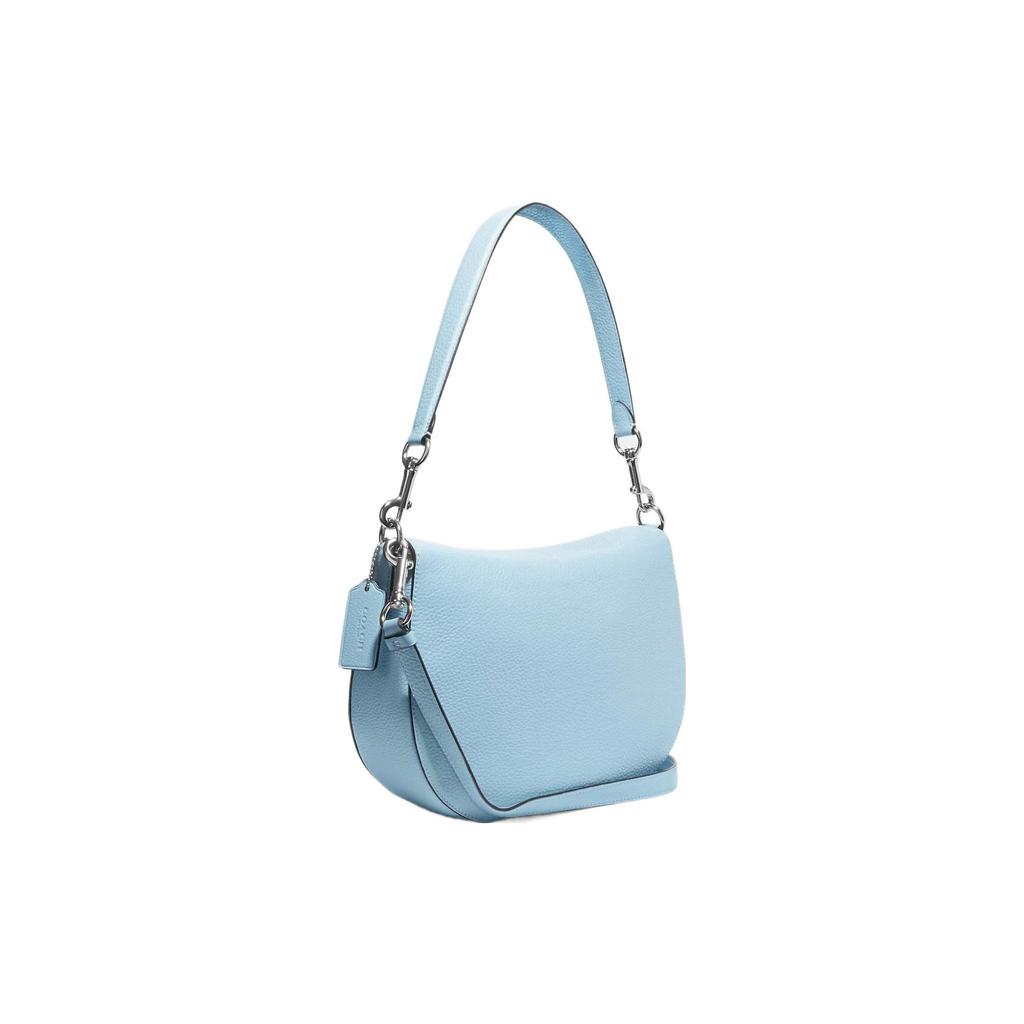 Coach Ella 25 Solid Color Silver Letter Logo Pebble Grain Leather Half Moon Crossbody Bag Women Bags Light-Blue CH196-SVQVE