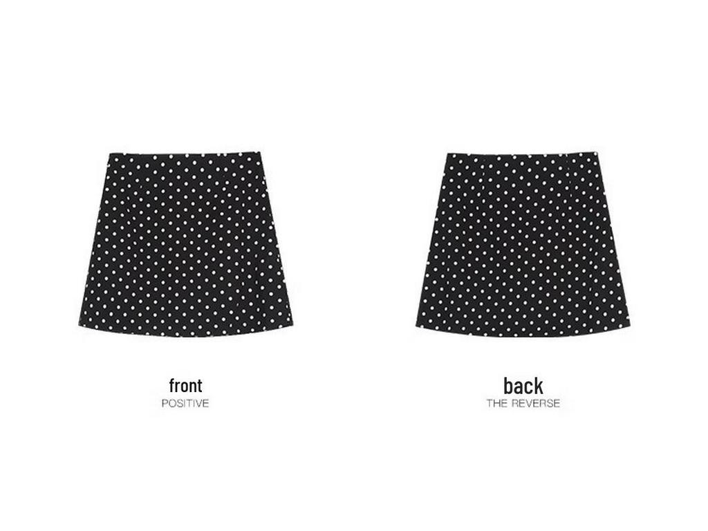 Women's Black Bodycon Skirt: White Polka Dot, High Waist, A-line, Summer Casual Versatile Short Skirt