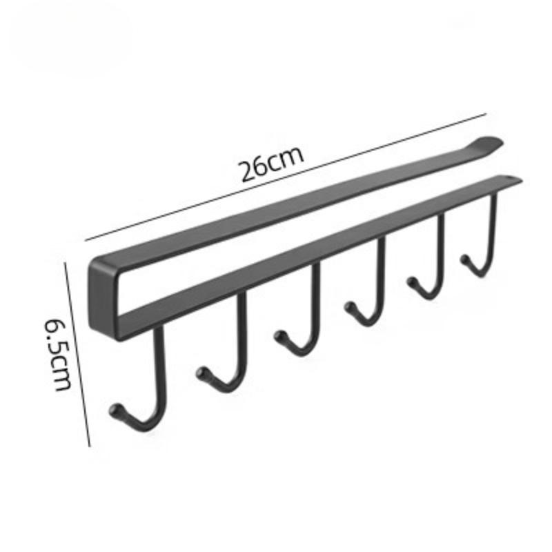 1шт крючок для кружки в шкафу 6-крючковый12-крючковый подвесной держатель для чашки многофункциональный органайзер для ряда крючков в шкафу экономит место для хранения 6-Hooks чёрный 559₽