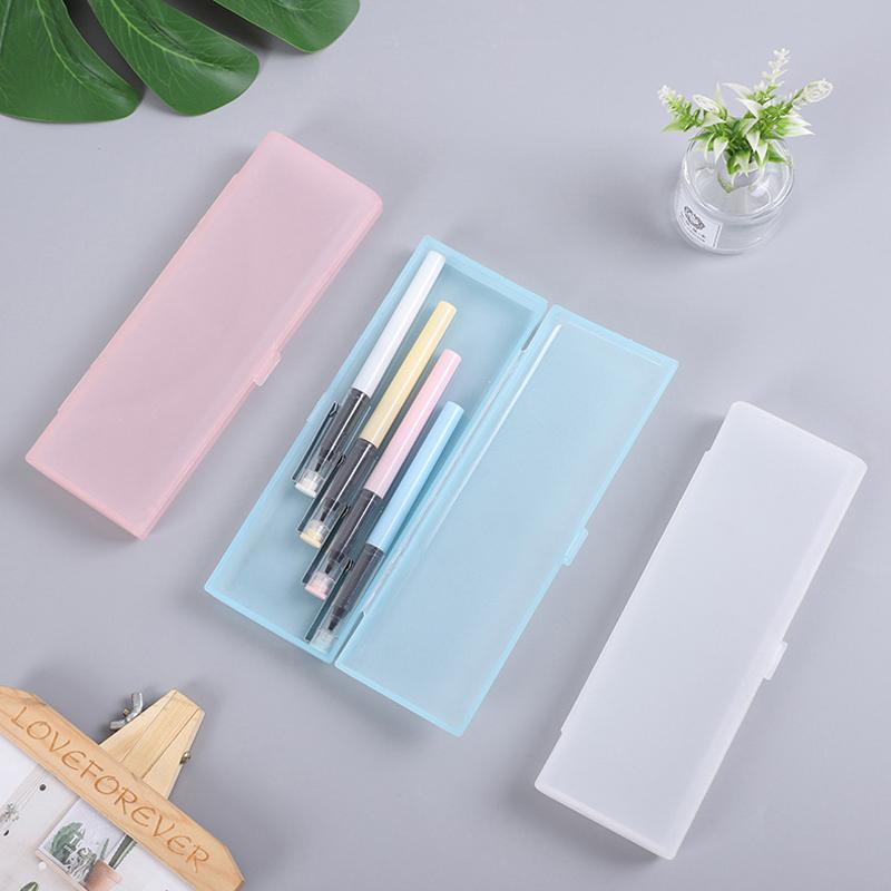 1 Stück Schule Büro Einfache Matte Transparente Plastikbox Mattiert Rosa Grün Weiß Stifte Aufbewahrung Schreibwaren Zubehör Federmäppchen