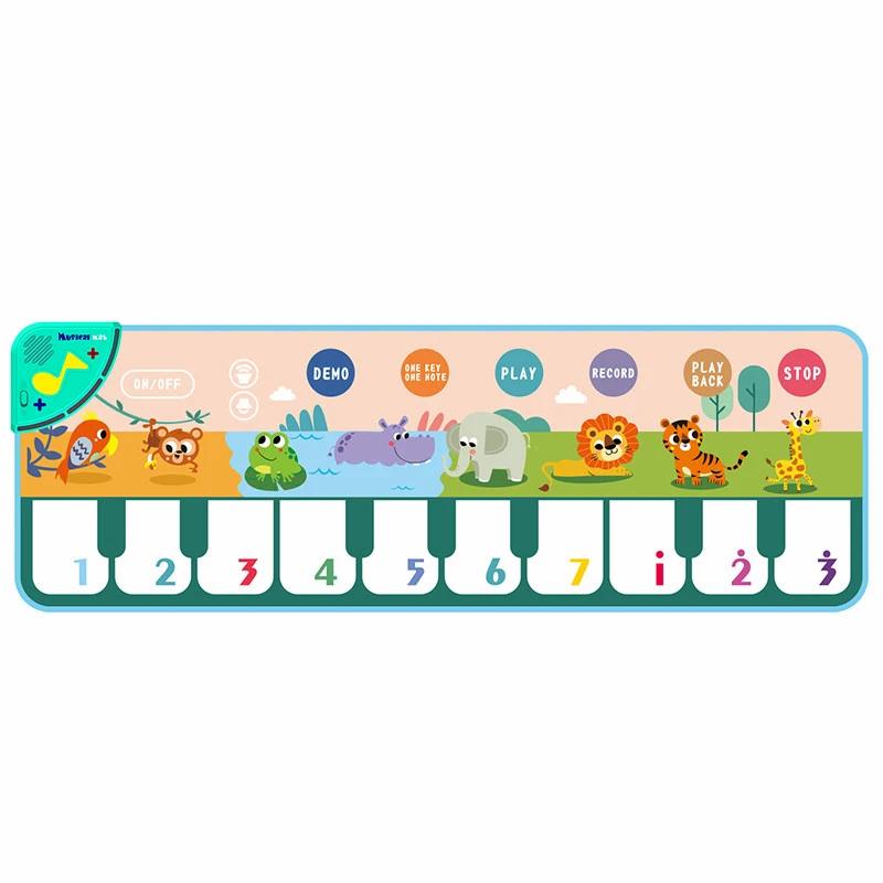 110x36cm Musical Piano Mat for Kids Toddlers Floor Keyboard Dance Mat with 8 Animal Sounds Baby Mat Educational Toys
