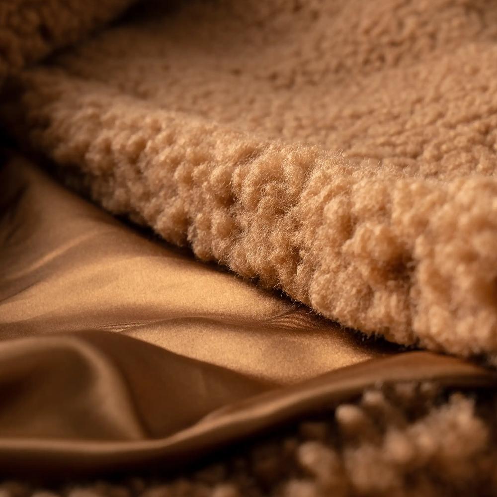 UGG FW24 Teddy Bear Lapel Long Coat Women coats Brown 1120631-CHE