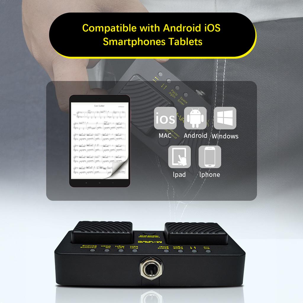 M VAVE CUBE TURNER PRO Rechargeable Wireless Intelligent MIDI Control Pedal Page Turner Pedal Music Sheet Turner