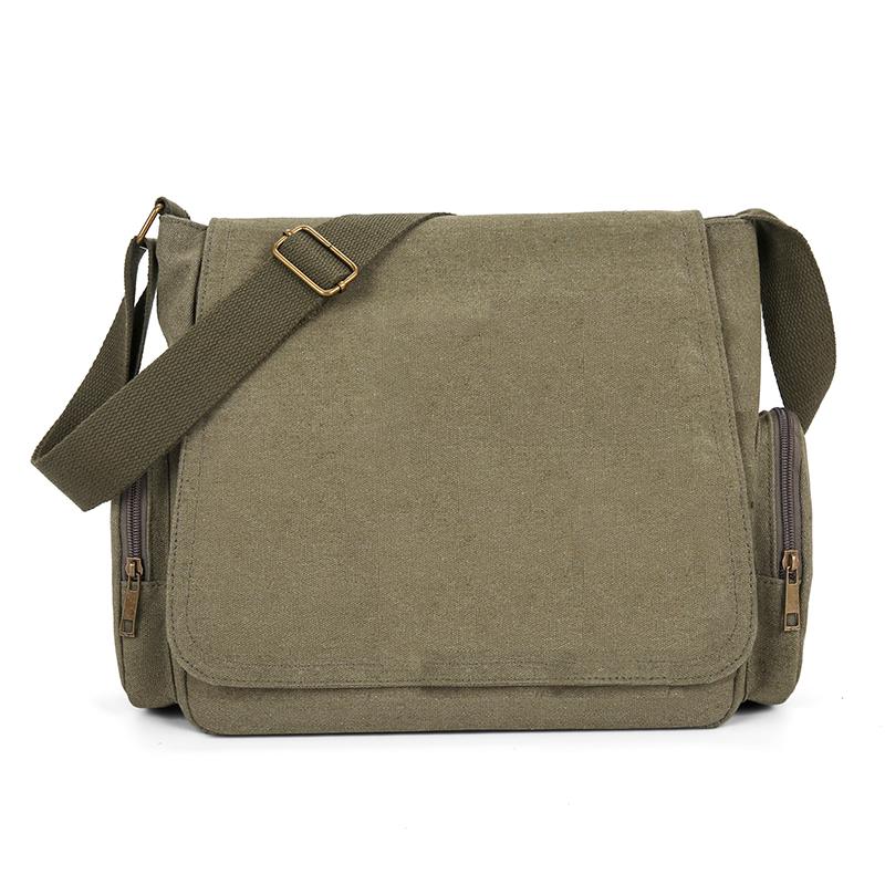 Vintage Women s Bag Canvas Multiple Pockets Workwear Shoulder Bag For Women Simple Army Green Crossbody Laptop Bag Commuting Bag армия зеленый