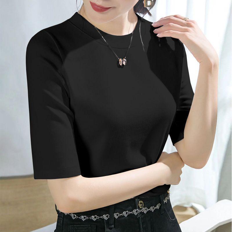 Women's All Match Everyday Elegant Burgundy Half Sleeve Top