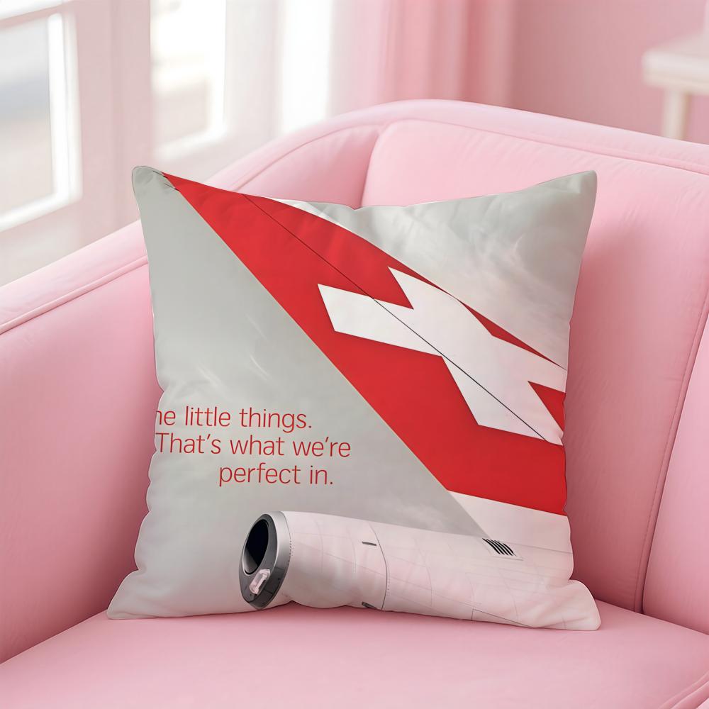 SSwissair Cushion Cover Pillow Case Soft Friendly Fabric  Concealed Zipper
