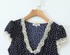 Elegant French Polka Dot Long V-Neck Lace Dress - Women's Summer 2026 Slimming Short-Sleeve Skirt.
