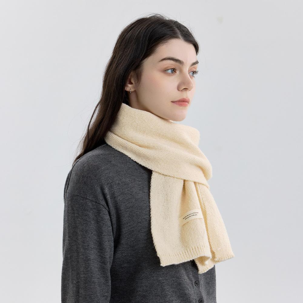 New Winter Versatile Solid Color Knitted Scarf Women's Autumn and Winter Wool Men's and Women's Couples Scarf with Shawl