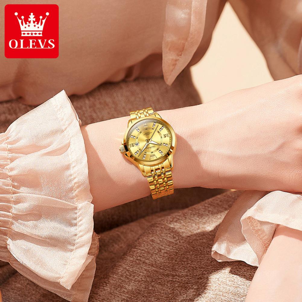 OLEVS Women Watch Luxury Brand Diamond Quartz Watch Fashion Automatic Calendar Waterproof Women Watch