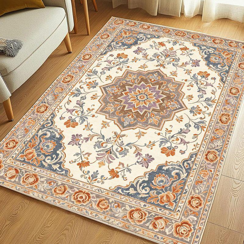 Retro French Countryside Area Rug Waterproof Non Slip Floor Carpet for Living Room Bedroom Study Home Decor