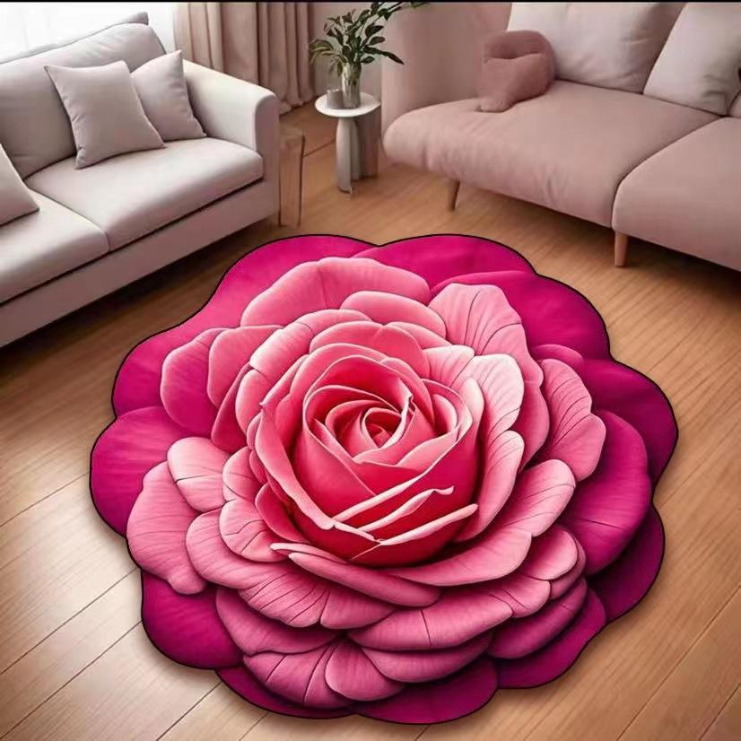 3D трехмерный цветочный ковер хрустальный бархатный коврик для пола ванная комната домашний нескользящий и грязеотталкивающий простой в уходе подушка для ног 80*80cm