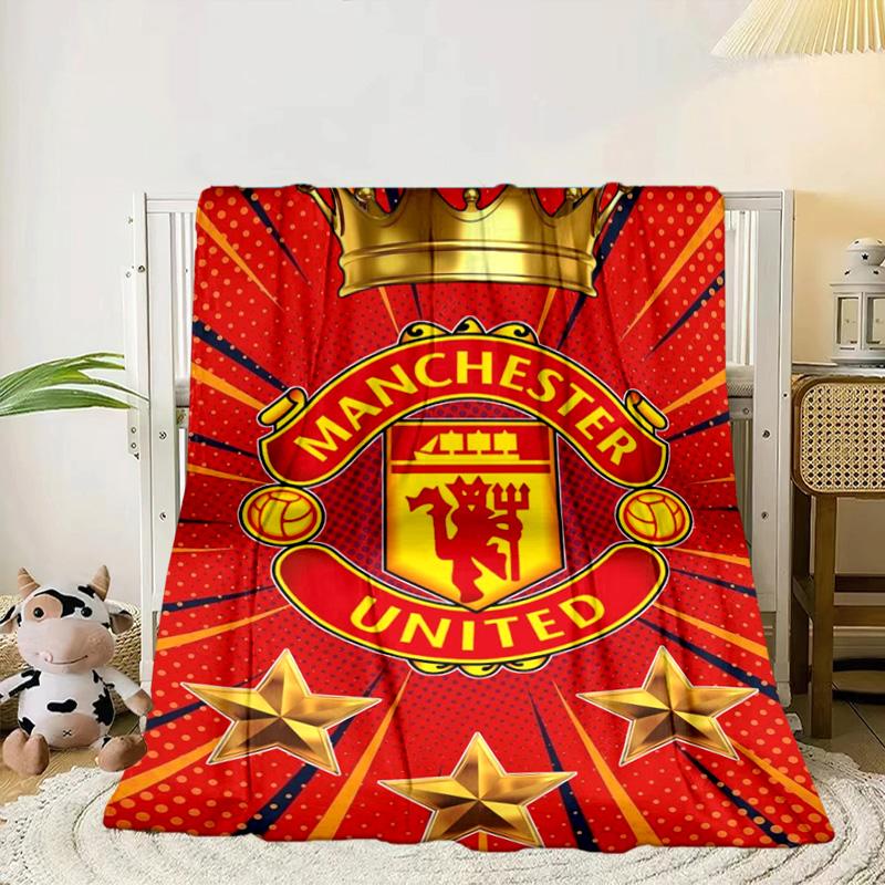 Coperta Portatile/Morbida Coperta Biancheria da Letto con Stemma del Manchester United Adatta per Viaggi Campeggio Soggiorni Uffici Divani Regali per Tifosi