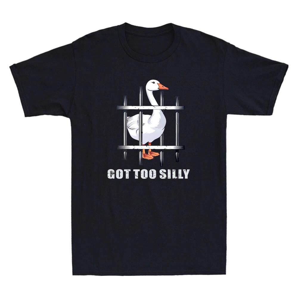 Got Too Silly Funny Goose On The Fence Graphic Humor Quote Vintage Men s T-Shirt 4XL