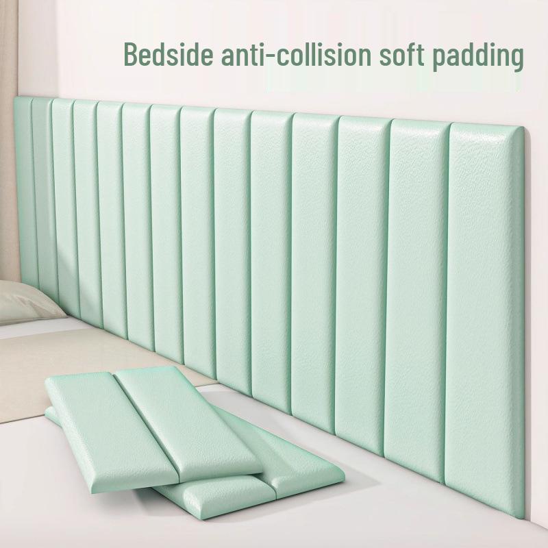 Tatami Padded Headboard: Soft, Anti-collision, Self-adhesive, Waterproof Wallpaper for Children's Room Wall.