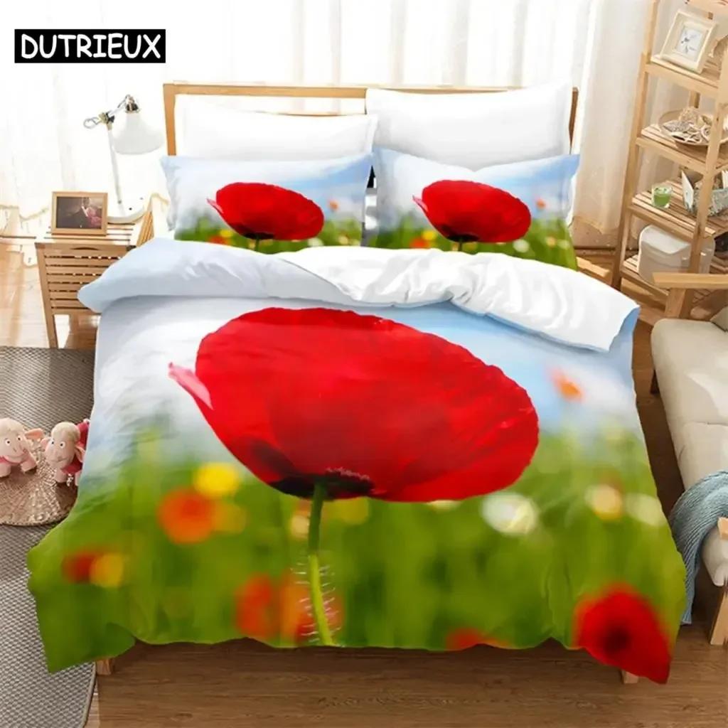 

New 3D Print Flowers Plants Queen Comfortable Duvet Quilt Cover Pillowcase Bedding Set Children Bedroom Decoration Home Textile EU Single(135*200cm)3pcs