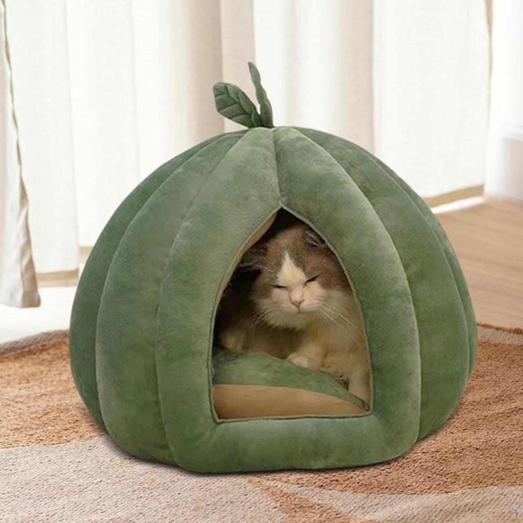 Cuib de pisici închis pentru animale de companie, design cu dovleac, pisici și câini de cort detașabil