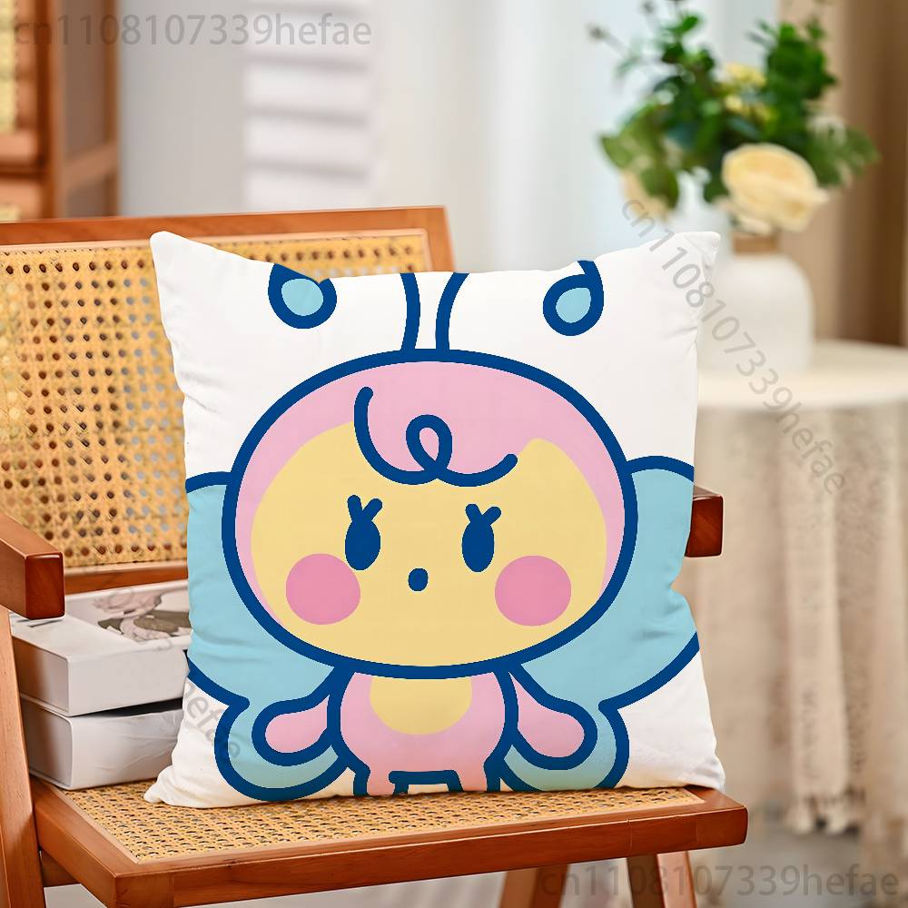 TTamagotchi MMametchi Funny Pillow Case Antidustmite Pillowcase Invisible Zipper Silky Short Plush Sofa Cushion Cover