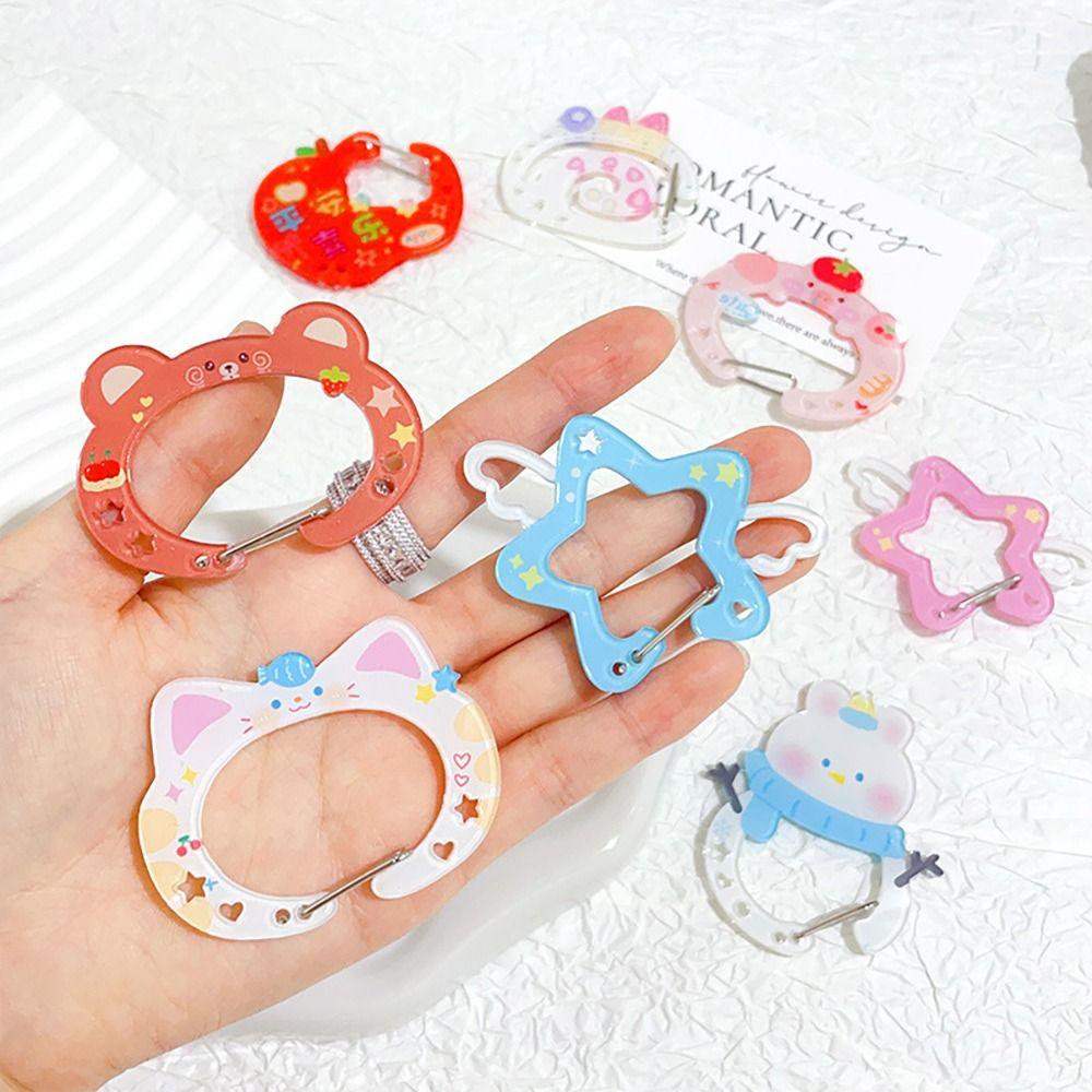 Snowman Acrylic Cartoon Carabiner Climbing Hook Kitty Keyring Blueberry Cake Keychain  Bag Decor