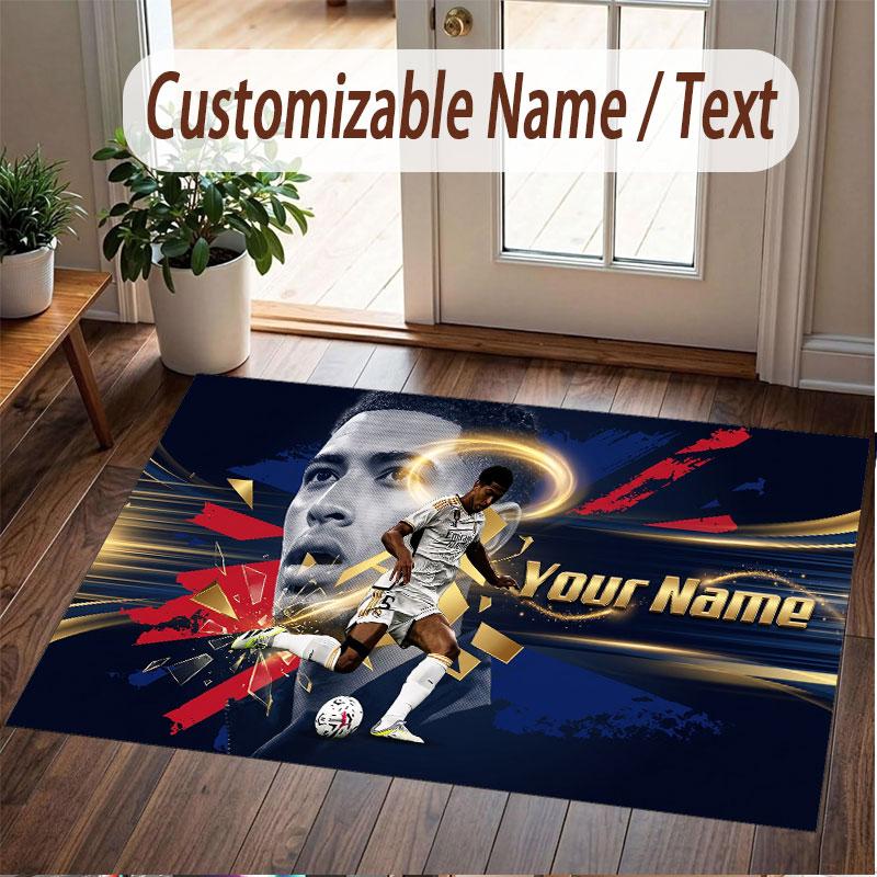 Custom Rug Jude Bellingham Pattern Print Name Text Soft Non‑Slip Floor Carpet for Home Indoor Decoration