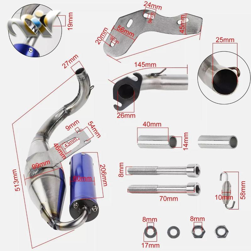 Auspuffanlage Schalldämpferrohr Für Honda DIO 50 DIO50 AF17 AF18 AF24 AF27 AF28 AF30 Motorrad Motorrad 50-80cc