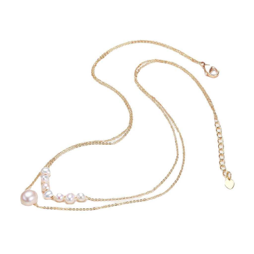 Origin: Zhuji freshwater pearl double-layered clavicle chain necklace with pendant