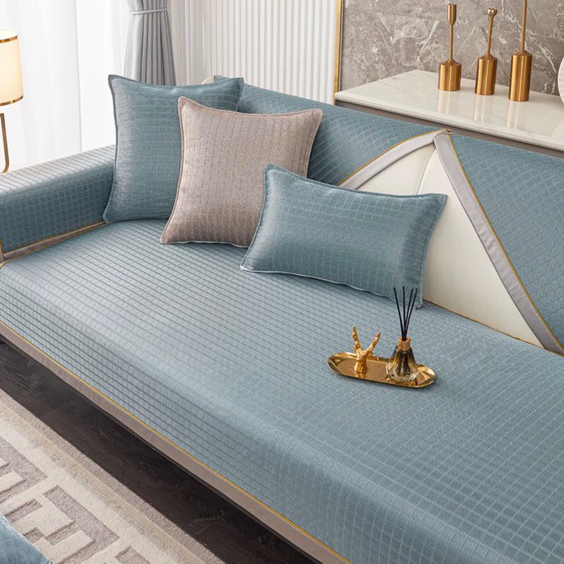Summer Ice Silk Sofa Cushion  Mat Sofa Cover Washable Machine Washable Ice Rattan Sofa Towel Sofa Cool Cushion