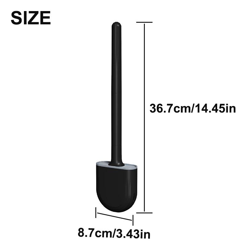 TPR Silicone Toilet Brush Flat Head Flexible Wall Mounted Black Toilet Bowl Cleaner Brush Holder Set For WC Bathroom