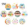 Outdoor Patio Decor Hello Summer Door Sign, Ice Pop Flip Flop Welcome Hanger, Party Decoration Farmhouse Hanging Wooden Wreath for Front Home