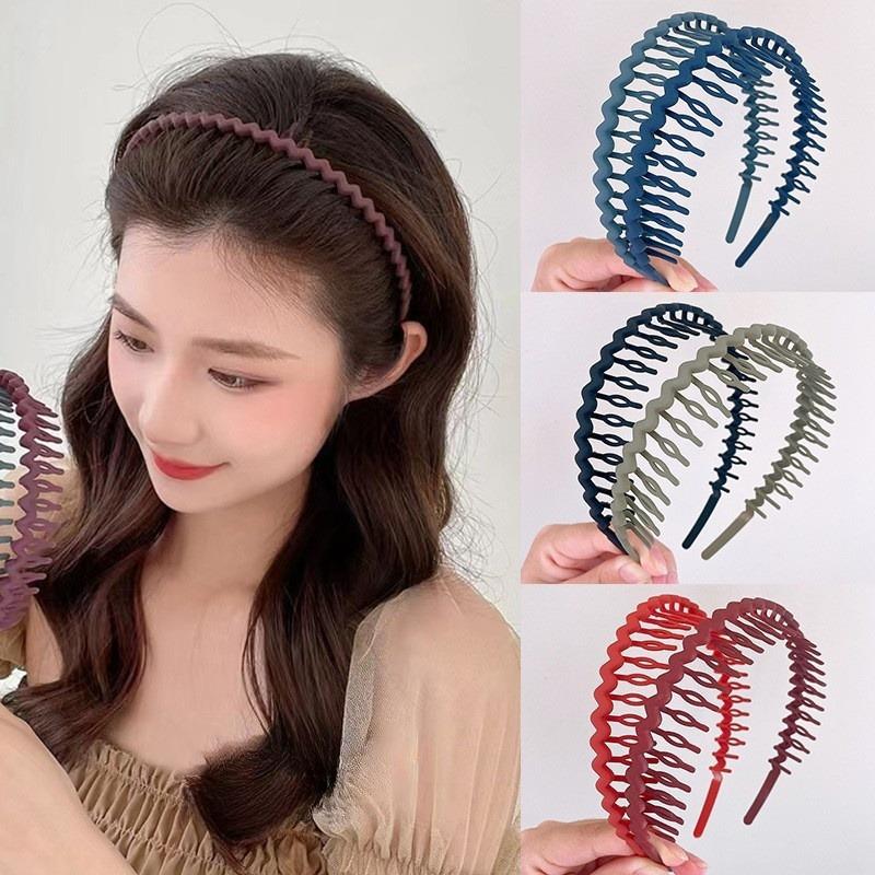 Women Simple Colorful Matte Toothed Hairbands Broken Hair Finishing Headband Outdoor Hair Hoop Headwear  Hair Accessories