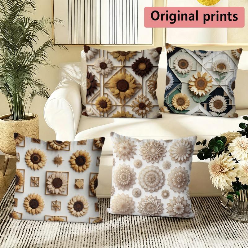 Bohemian Sunflower Mandala Throw Pillow Covers Pattern Cushion Cover Suitable For Sofa Bedroom Car Pillow Cover