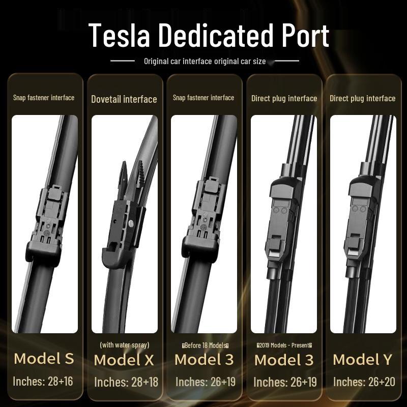 Compatible Tesla Original Wiper Blades for Model 3, Model Y, Model S, and Model X - Silent Rubber Strips