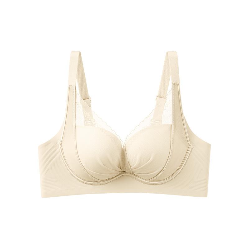 Sexy red suit, women's underwear without side bones, gathered jelly lift, non-magnetic anti-sagging, closed breast bra