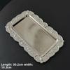 Metal European Retro Carved Silver Tray Cafe Bread Plate Cake Plate Silver Rectangular Dessert Plate