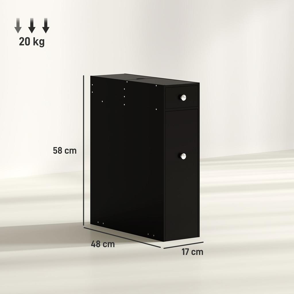 Toilet Cabinet, 2 MDF Drawers, Toilet Paper Storage, 17 x 48 x 58 cm