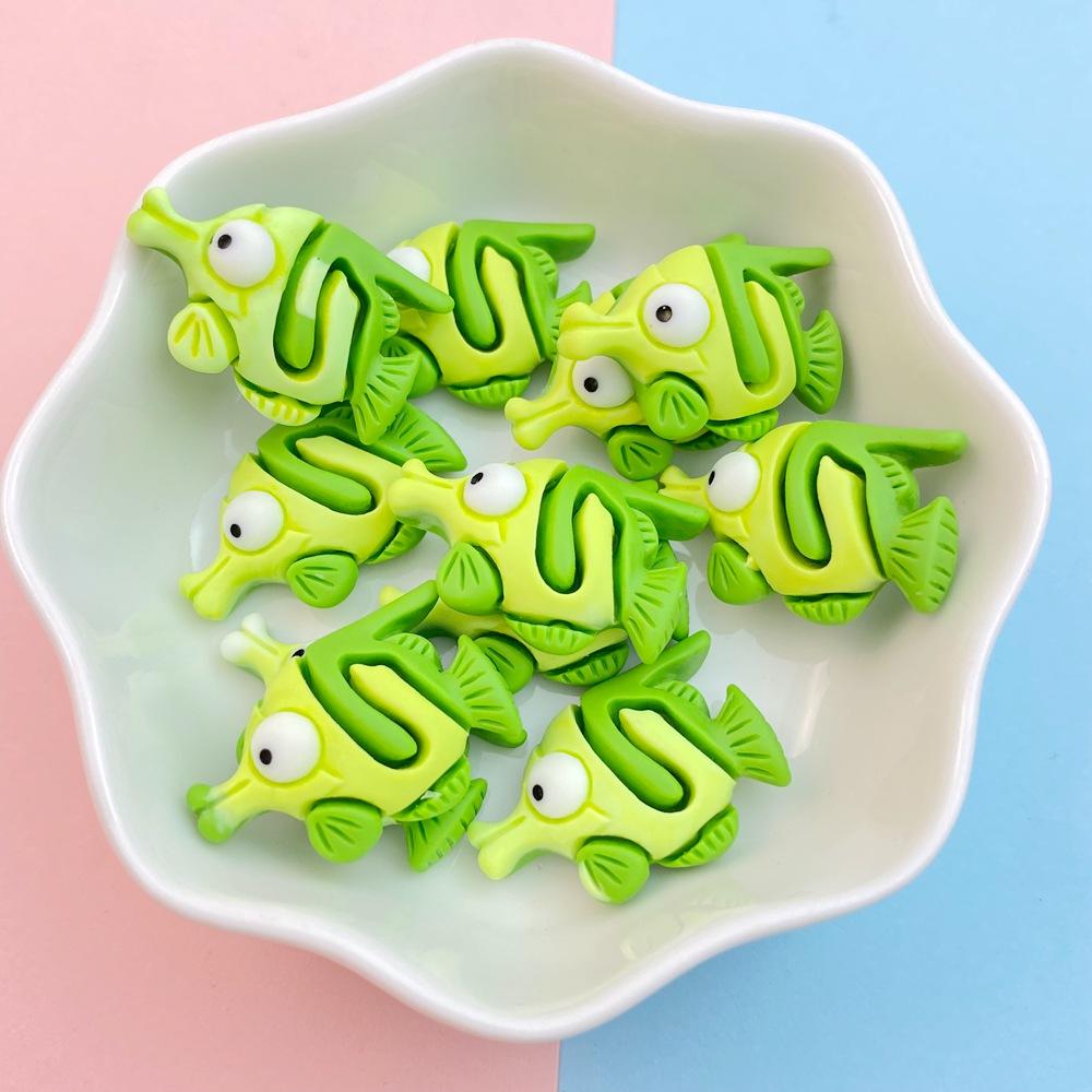 20Pcs New Cute Resin Crab, Lobster, Fish Ocean Series Flat Back Parts Embellishments For Hair Bows Accessories