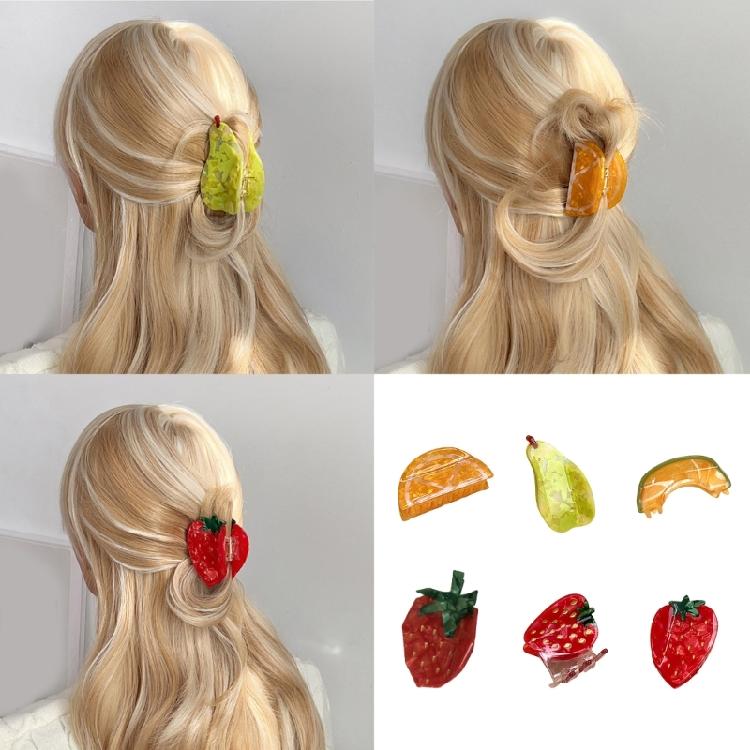 Ponytail Claw Hair Clip Barrettes Clamp Fruit Theme Hair Adornment Hair Ornaments Fun Hairpin for Girls Casual Wear