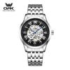 Mens Automatic Mechanical Watch Skeleton Hollow Roman Numeral Dial Waterproof Stainless Steel Business Dress Wrist Watch for Men