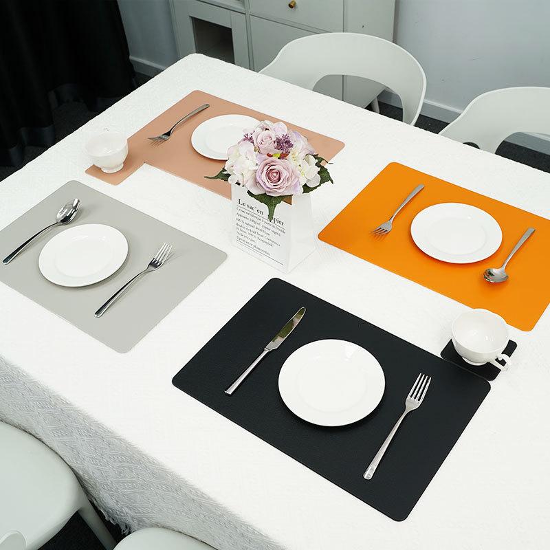 Nordic style imitation leather placemat waterproof and oil-proof placemat thermal insulation table mat hotel household western food mat