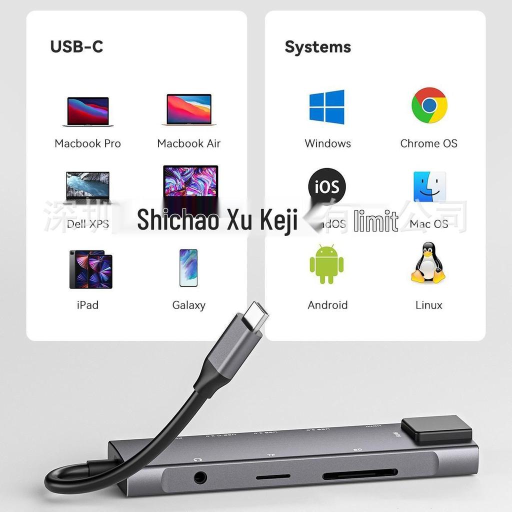 9-in-1 USB 3.0 Docking Station with HDMI Hub & Network Card Converter for Type-C Laptops