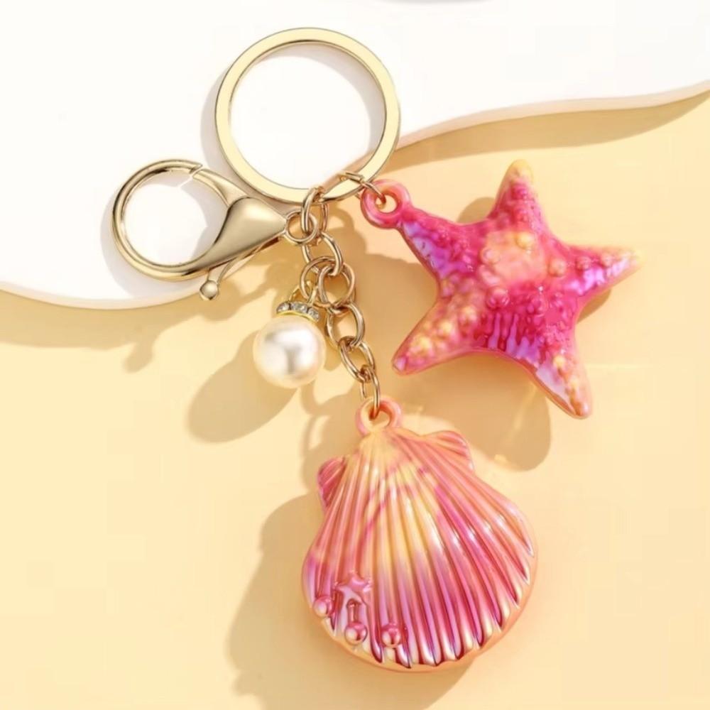 Marine Creature Shell Key Ring Resin Shell Pendant Charming Shell Keychain Summer