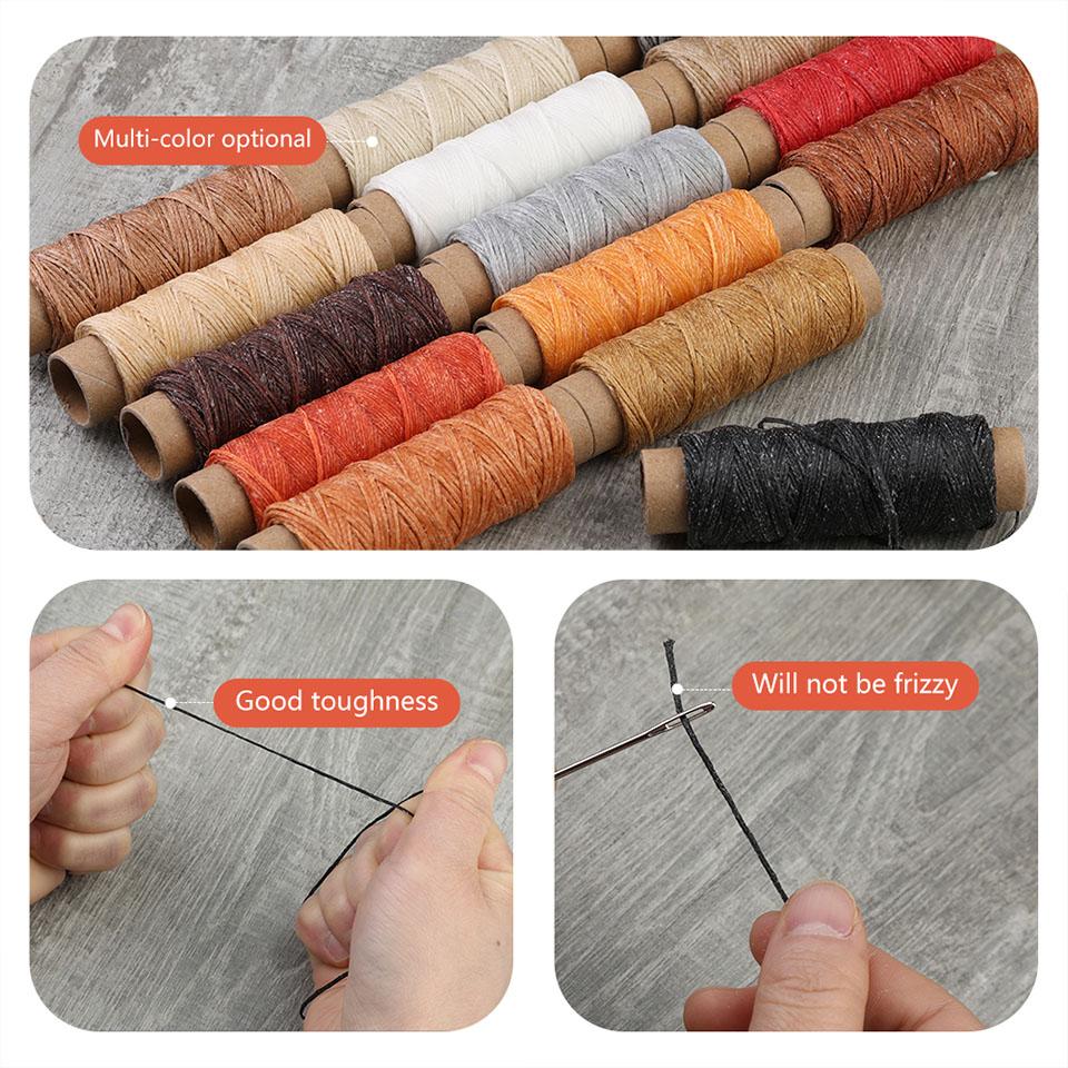 150D Leather Thread 450m Leather Thread Pack of 15 Flat Leather Yarn Waxed Bookbinding Yarn for Leather Crafts DIY and Repairs