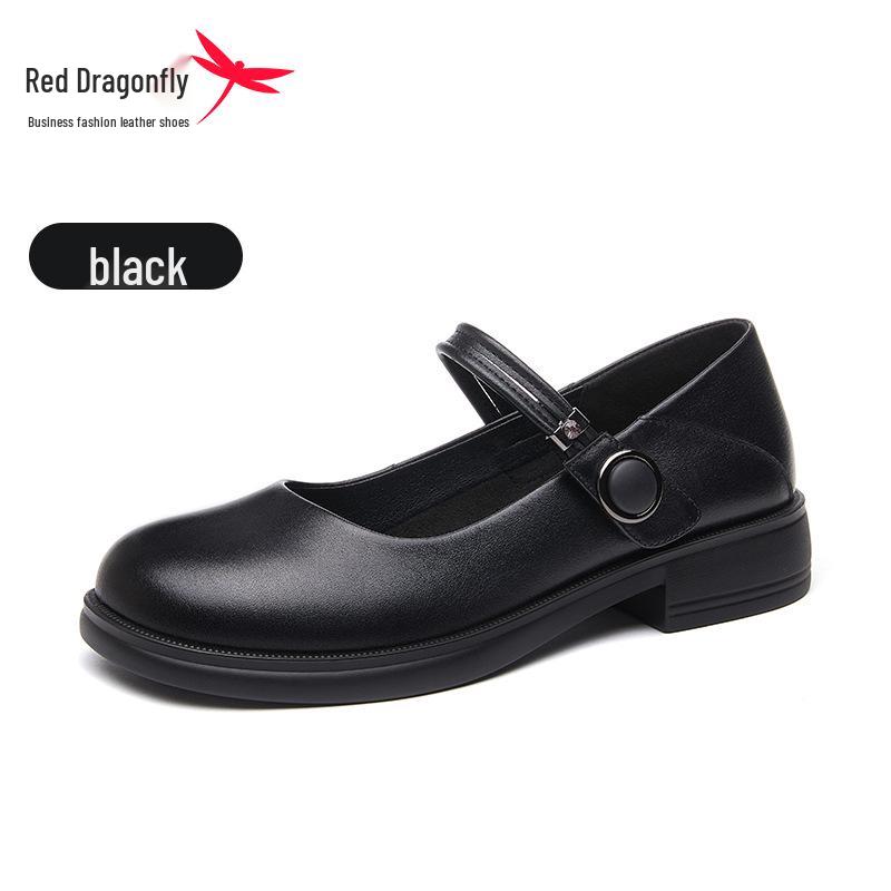 Red Dragonfly Summer 2024 Women s Genuine Leather Black Retro Loafers  Mary Jane Flats Size 35