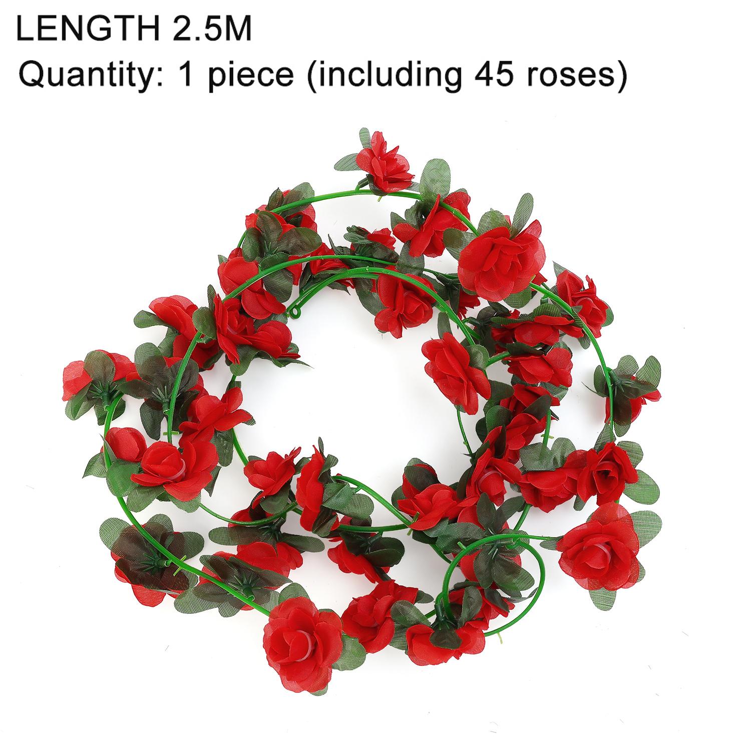 Искусственные розы, виноградные полоски, красные, белые, розовые розы, шелковые цветы, искусственные растения, домашняя комната, свадьба, настенные украшения для садовой арки 2.5m (1PC) красный