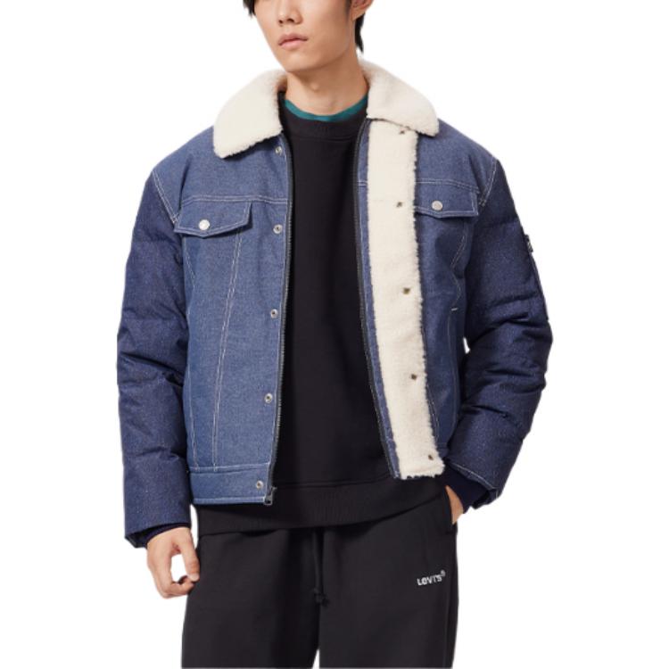 Levis Color Block Casual Single Button Denim Jacket Men Jackets Blue A5161-0001