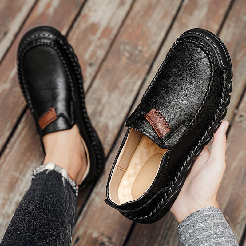 Fashion Men Shoes Outdoor Walking Loafers Men's Leather Slip-on Flats High-quality New Arrival Casual Shoes British Style Driving Shoes