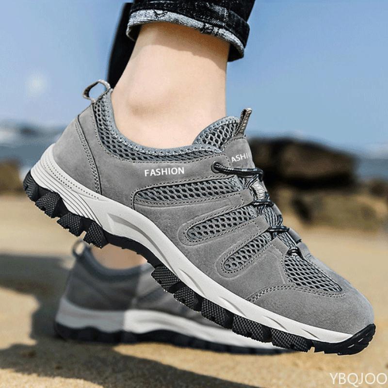 Trendy Men's Summer Mesh Breathable Casual Sports Shoes with Hollowed Out Mountaineering Anti Slip Water Wading Vulcanized Shoes